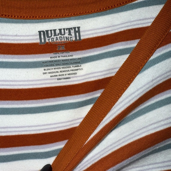 Duluth Trading Co. Armachillo Striped Tank Top | 2X | Rust Sage White 100% Cotto - Picture 4 of 5